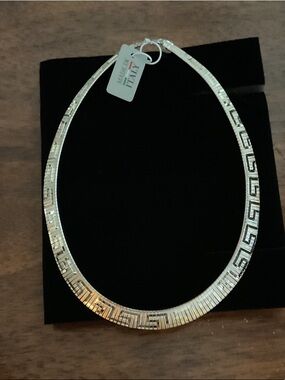 Made in Italy Sterling Silver plated Bronze Greek Key Collar Necklace NWT $150